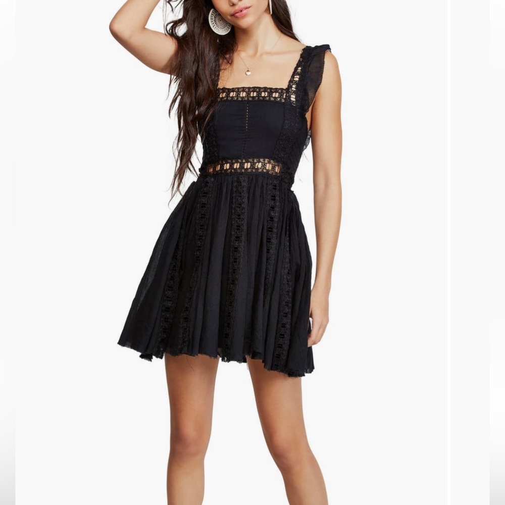Free People Verona lace trim mini dress